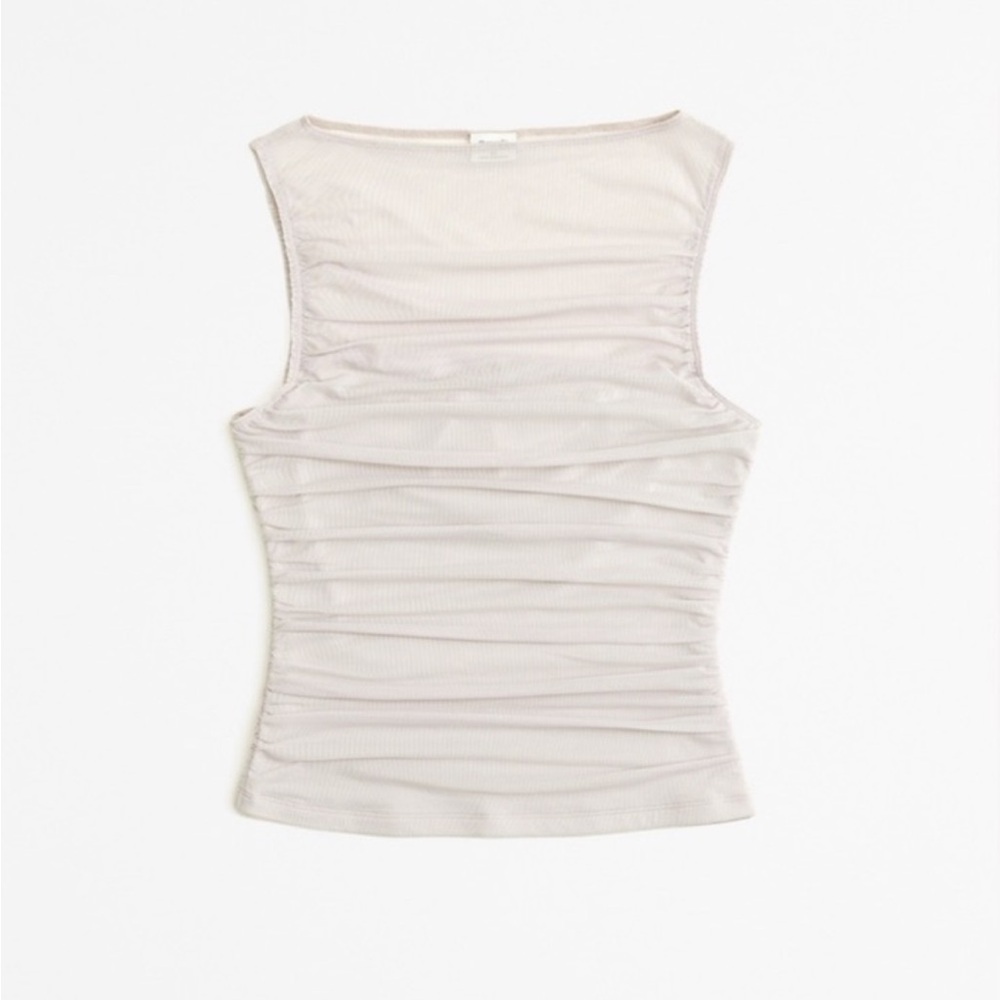 SOLD 
Abercrombie & Fitch Cream Ruched Sleeveless Tank Top Mesh